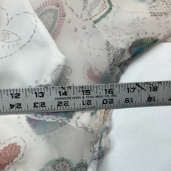 Farm Rio size medium dress semi sheer hearts puff sleeve pineapple mini party - Picture 6 of 12